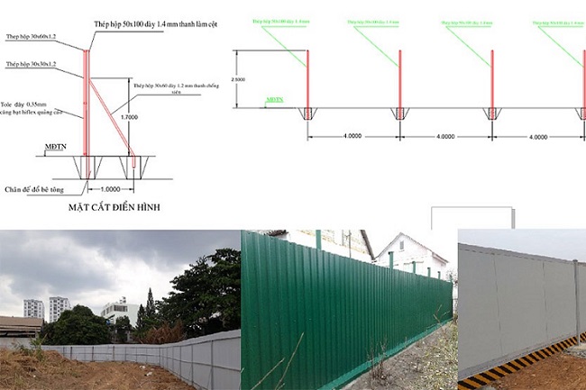 Bảng vẽ thiết kế thi công hàng rào công trình