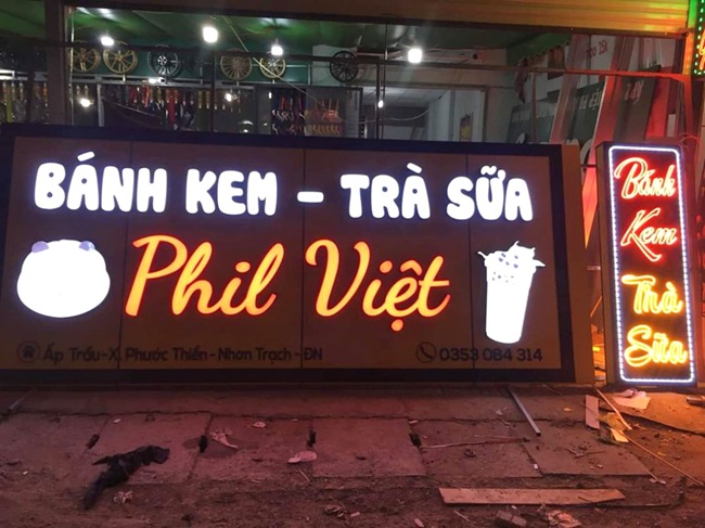 biển trà sữa ăn vặt đèn led đẹp