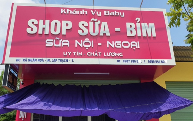 làm bảng hiệu cửa hàng bỉm sữa