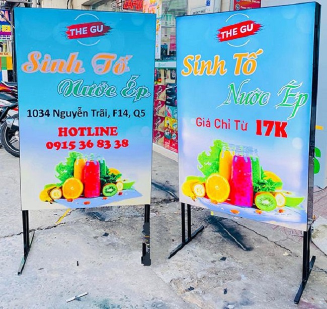 biển hiệu hộp đèn đứng in bạt hiflex